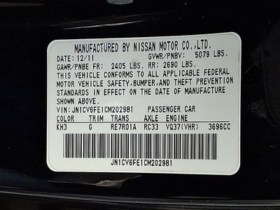 2012 INFINITI G37 Base