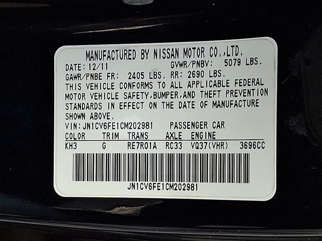 2012 INFINITI G37 Base