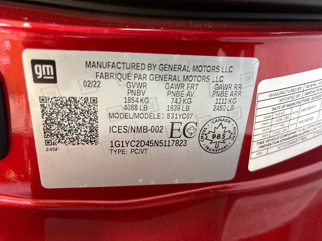 2022 Chevrolet Corvette Stingray 3LT